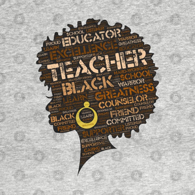 African American Teacher Afro Word Art by blackartmattersshop